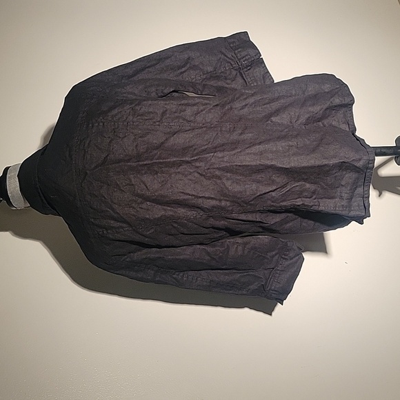 Lucy & Laurel Black 100% Linen Snap Down Blouse, Size: 1X - Picture 5 of 9